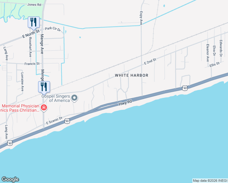 map of restaurants, bars, coffee shops, grocery stores, and more near 11 Japonica Drive in Pass Christian