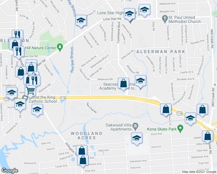 map of restaurants, bars, coffee shops, grocery stores, and more near 843 Alderman Road in Jacksonville
