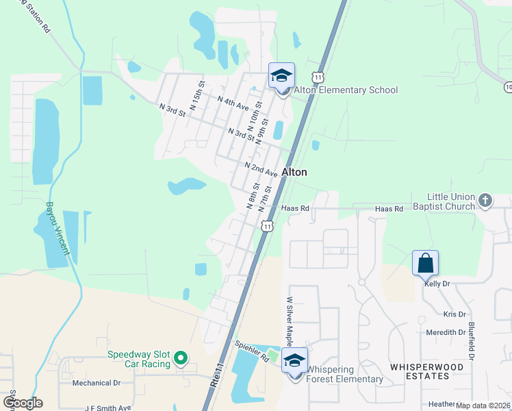 map of restaurants, bars, coffee shops, grocery stores, and more near 61515 North 7th Street in Slidell