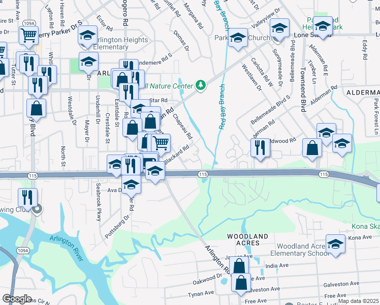 map of restaurants, bars, coffee shops, grocery stores, and more near 851 Bert Road in Jacksonville
