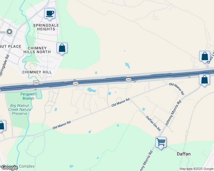 map of restaurants, bars, coffee shops, grocery stores, and more near 8721 Eastern Heights Boulevard in Austin