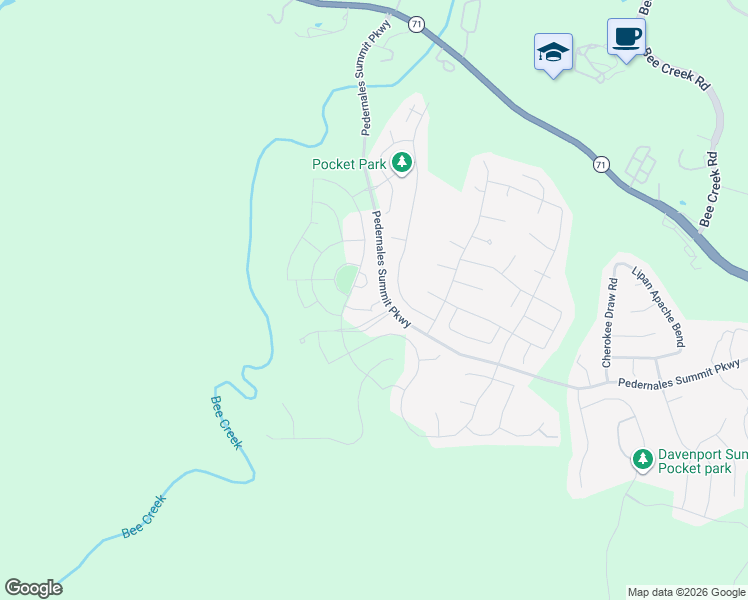 map of restaurants, bars, coffee shops, grocery stores, and more near 18808 Grape Seed Cove in Austin