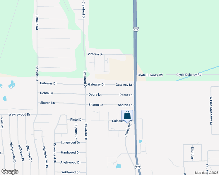 map of restaurants, bars, coffee shops, grocery stores, and more near 282 Debra Ln in Lake Charles