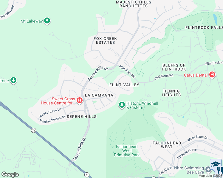 map of restaurants, bars, coffee shops, grocery stores, and more near 106 Kaden Way in Austin