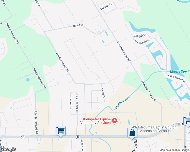 map of restaurants, bars, coffee shops, grocery stores, and more near 18055 Old Reserve Drive in Prairieville