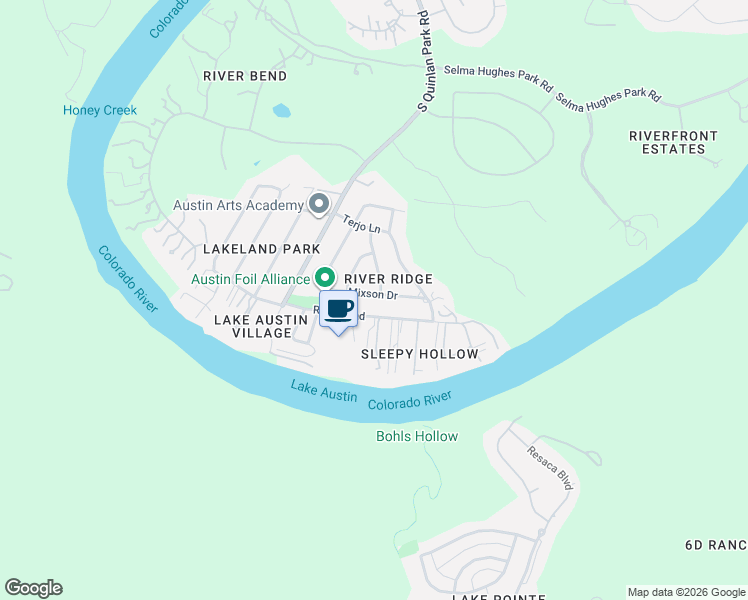 map of restaurants, bars, coffee shops, grocery stores, and more near 12601 Mixson Drive in Austin