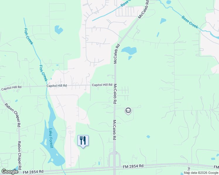 map of restaurants, bars, coffee shops, grocery stores, and more near 14843 Capitol Hill Road in Montgomery