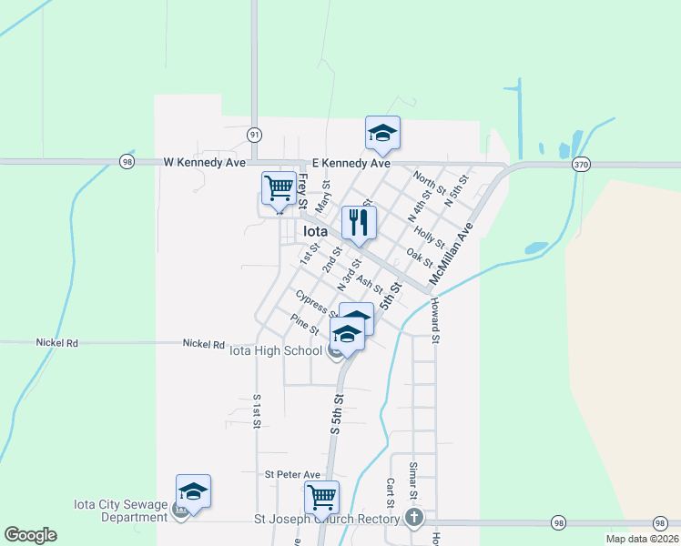 map of restaurants, bars, coffee shops, grocery stores, and more near 210 Ash Street in Crowley