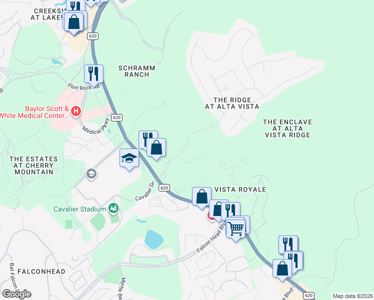 map of restaurants, bars, coffee shops, grocery stores, and more near 220 Sunrise Ridge Loop in Lakeway