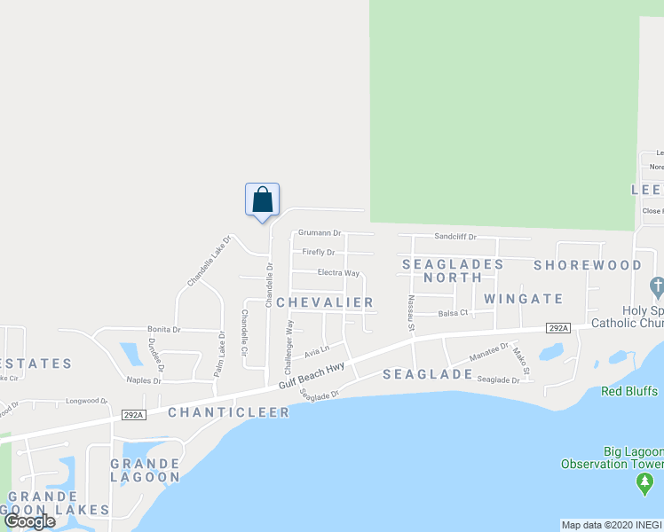 map of restaurants, bars, coffee shops, grocery stores, and more near 6108 Electra Lane in Pensacola