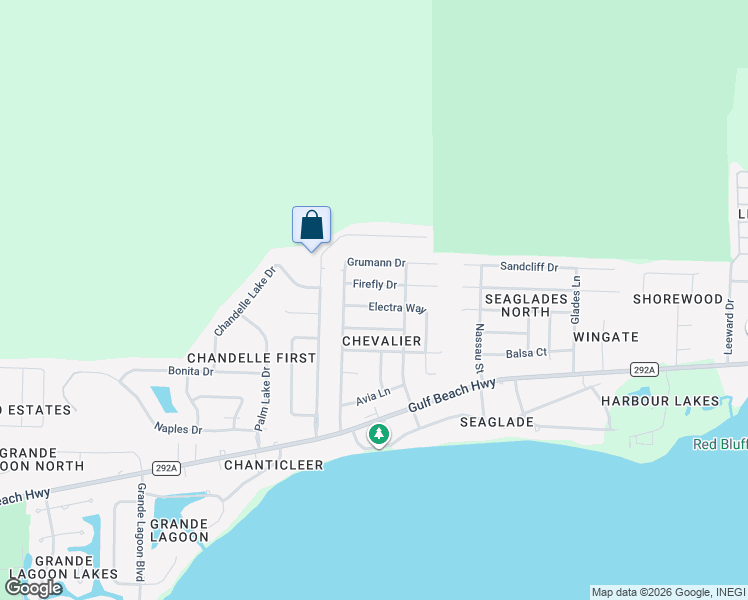 map of restaurants, bars, coffee shops, grocery stores, and more near 6108 Electra Lane in Pensacola
