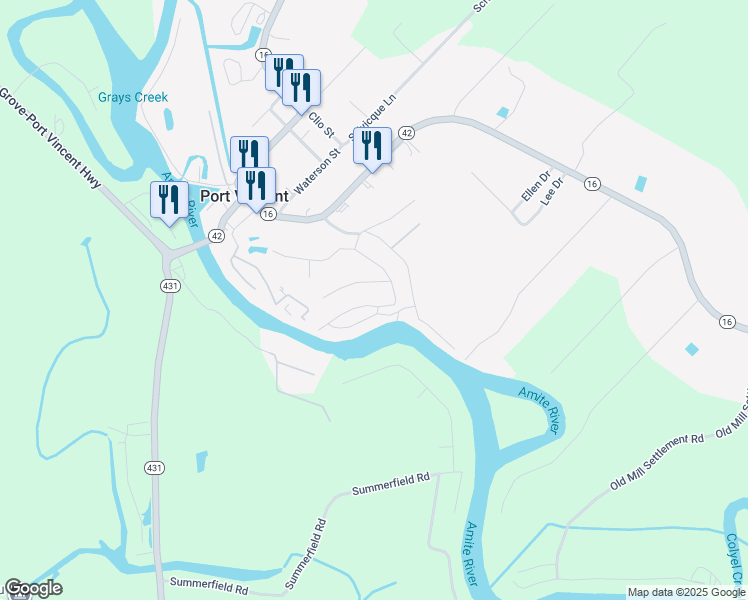 map of restaurants, bars, coffee shops, grocery stores, and more near 14493 Cabell Street in Port Vincent