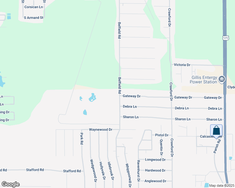 map of restaurants, bars, coffee shops, grocery stores, and more near 1705 Belfield Road in Lake Charles