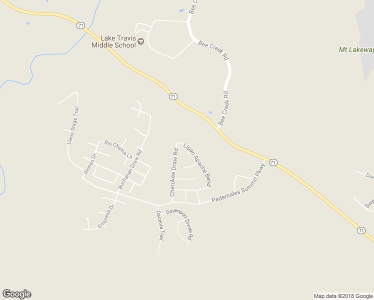 map of restaurants, bars, coffee shops, grocery stores, and more near 18100 Kiowa Draw Cove in Austin