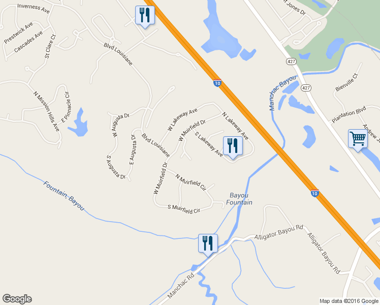 map of restaurants, bars, coffee shops, grocery stores, and more near 19303 Links Court in Baton Rouge