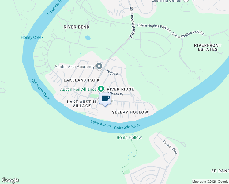 map of restaurants, bars, coffee shops, grocery stores, and more near 12602 Mixson Drive in Austin