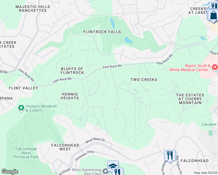 map of restaurants, bars, coffee shops, grocery stores, and more near 208 Slate Rock Terrace in Austin