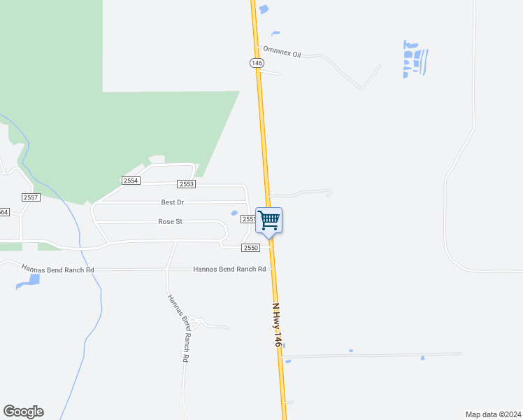 map of restaurants, bars, coffee shops, grocery stores, and more near 22945 Texas 146 in Cleveland