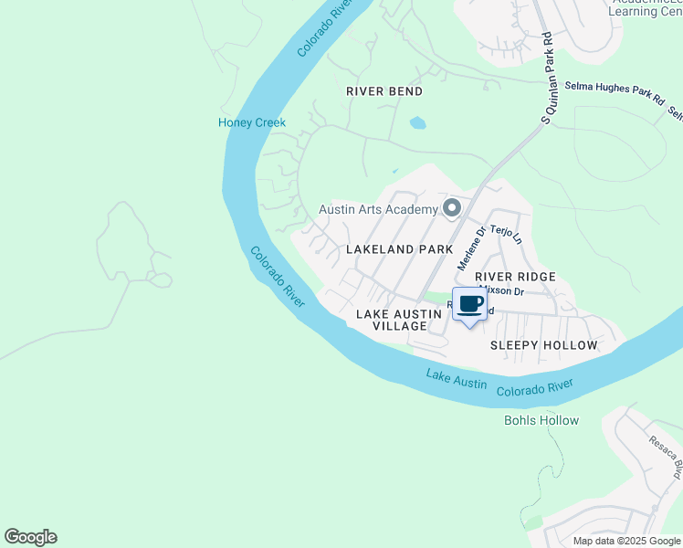 map of restaurants, bars, coffee shops, grocery stores, and more near 13011 River Bend in Austin