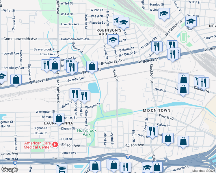 map of restaurants, bars, coffee shops, grocery stores, and more near 104 King Street in Jacksonville