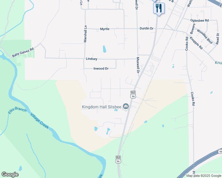 map of restaurants, bars, coffee shops, grocery stores, and more near 298 Hendricks Drive in Silsbee