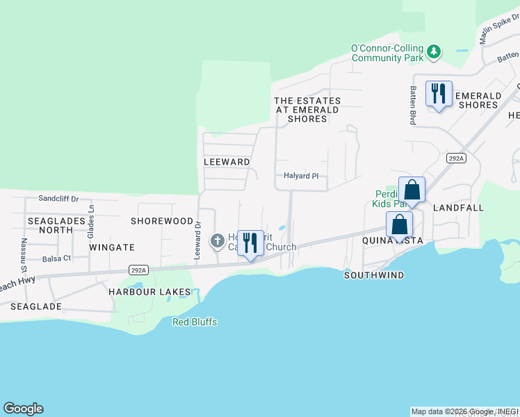 map of restaurants, bars, coffee shops, grocery stores, and more near 4936 Vizcaya Drive in Pensacola