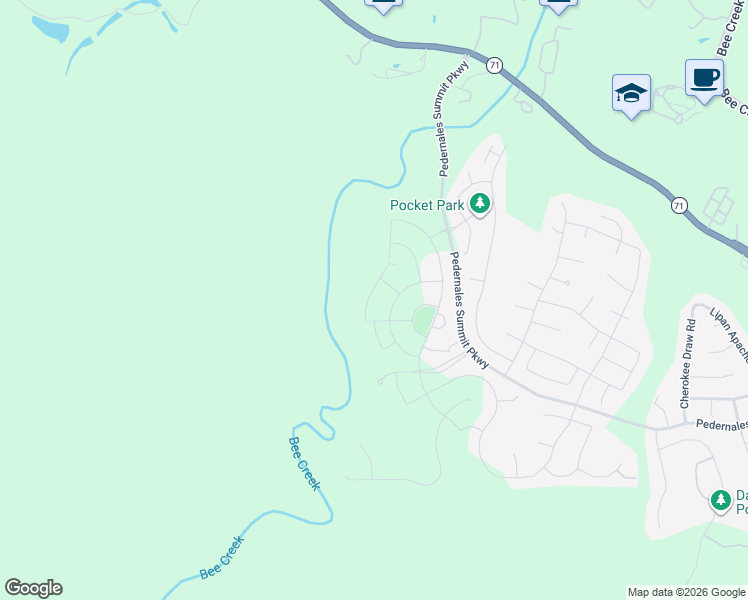 map of restaurants, bars, coffee shops, grocery stores, and more near 5913 Cimarron Ridge Ln in Austin
