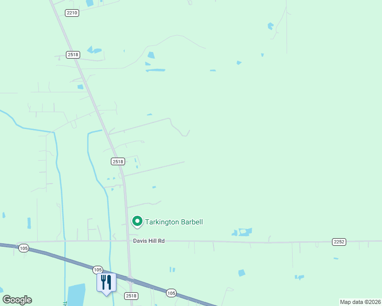 map of restaurants, bars, coffee shops, grocery stores, and more near 1300 Farm to Market Road 2518 in Cleveland