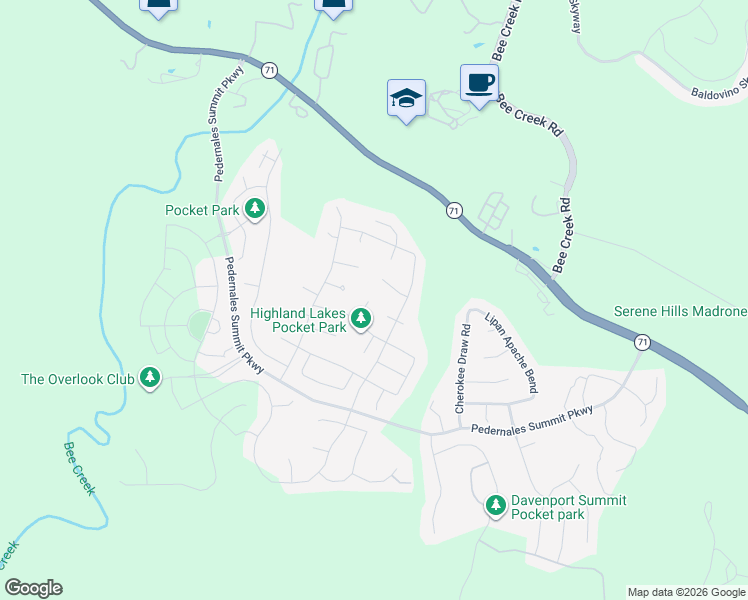 map of restaurants, bars, coffee shops, grocery stores, and more near 18617 McKay Cove in Austin