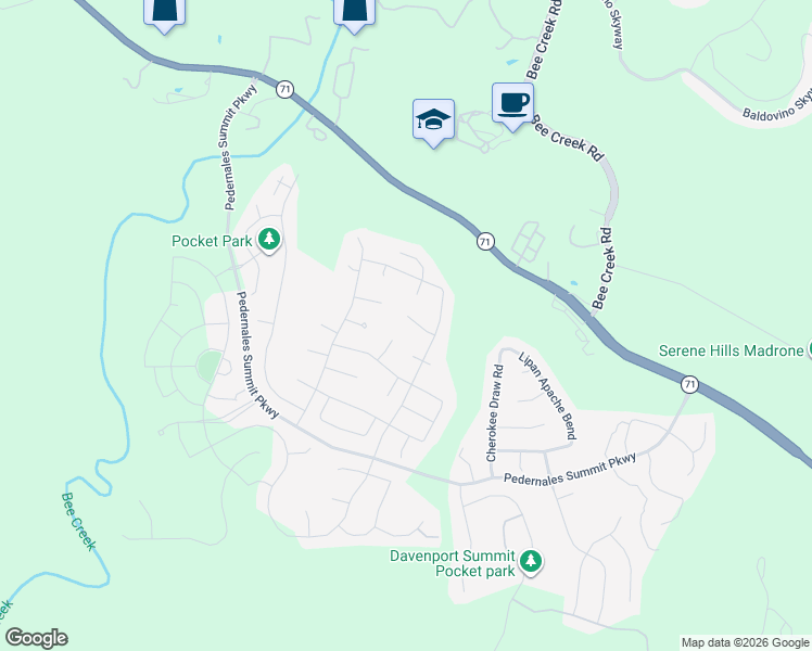 map of restaurants, bars, coffee shops, grocery stores, and more near 18617 McKay Cove in Austin