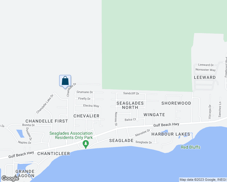 map of restaurants, bars, coffee shops, grocery stores, and more near 1552 Sandcliff Drive in Pensacola