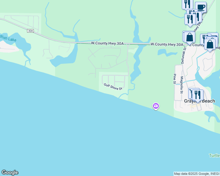 map of restaurants, bars, coffee shops, grocery stores, and more near 235 Gulf Shore Drive in Santa Rosa Beach