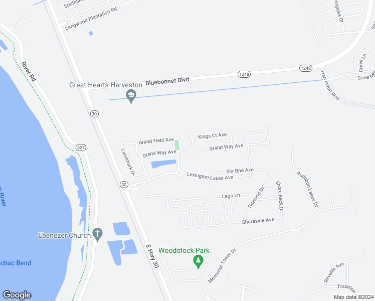 map of restaurants, bars, coffee shops, grocery stores, and more near 3103 Grand Way Avenue in Baton Rouge