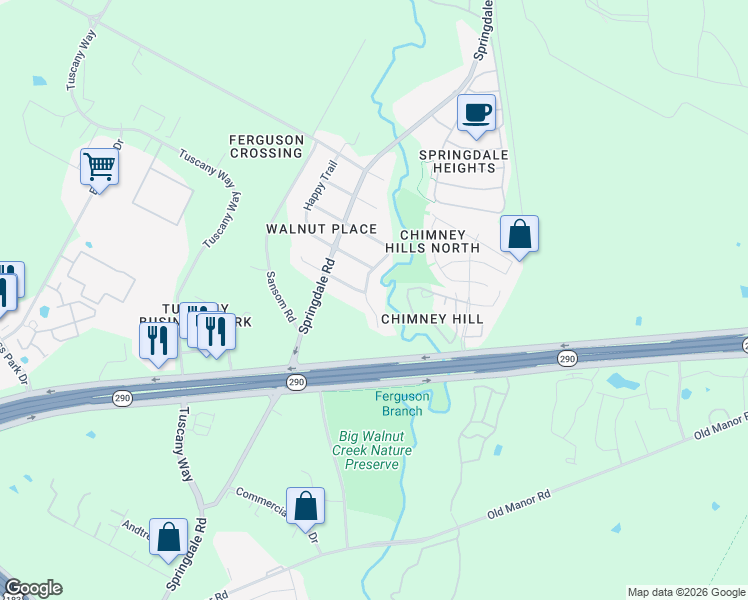 map of restaurants, bars, coffee shops, grocery stores, and more near 3630 Quiette Drive in Austin