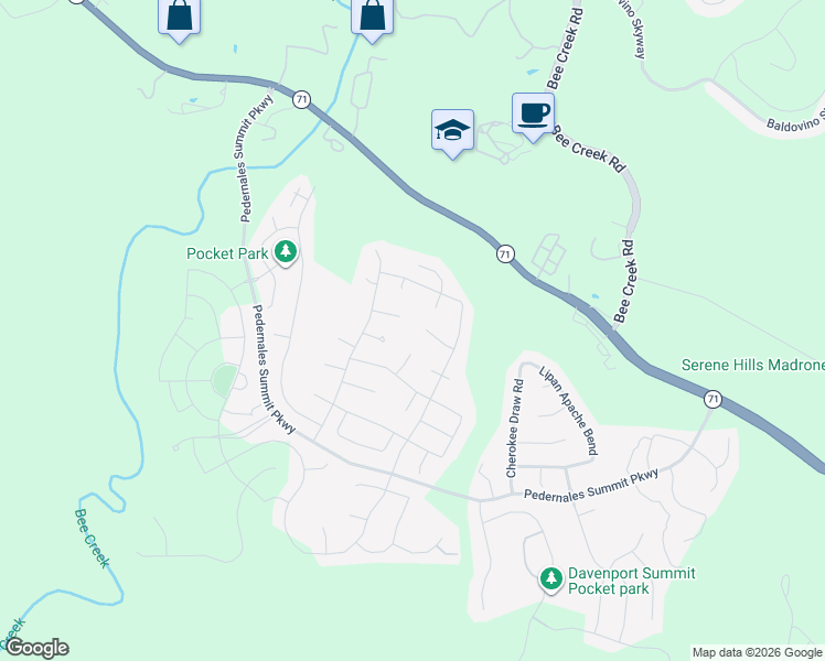 map of restaurants, bars, coffee shops, grocery stores, and more near 18617 McKay Cove in Austin