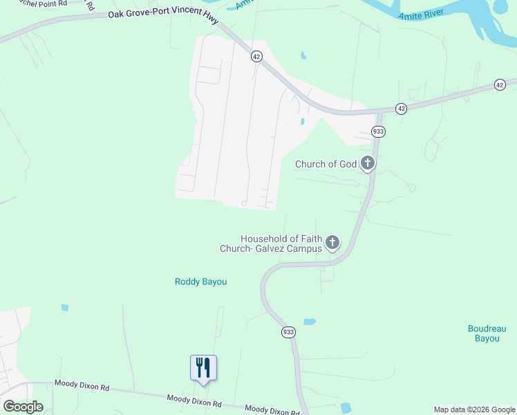 map of restaurants, bars, coffee shops, grocery stores, and more near 18001 Beechwood Subd Road in Prairieville