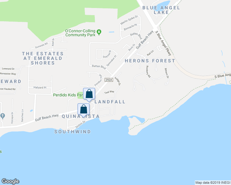 map of restaurants, bars, coffee shops, grocery stores, and more near 4003 Indigo Drive in Pensacola