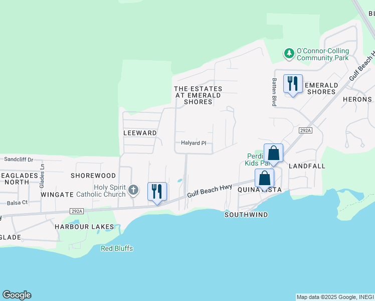 map of restaurants, bars, coffee shops, grocery stores, and more near 900 Turnbuckle Trail in Pensacola