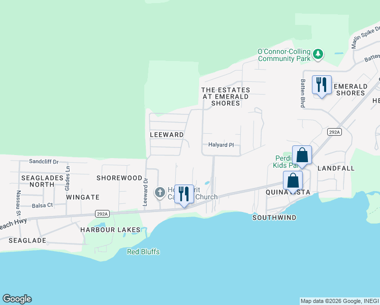 map of restaurants, bars, coffee shops, grocery stores, and more near 10520 Squall Line Road in Pensacola