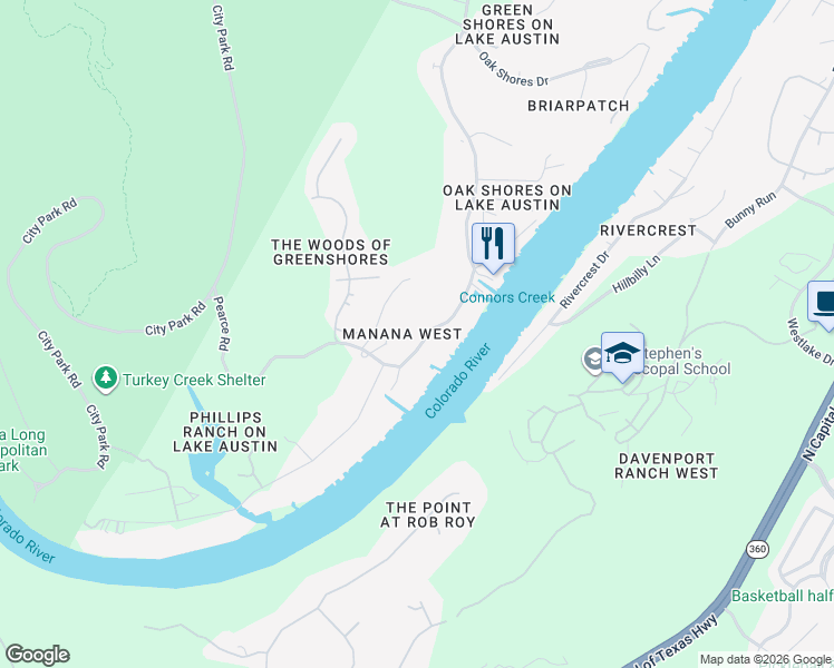 map of restaurants, bars, coffee shops, grocery stores, and more near 2701 Pearce Road in Austin