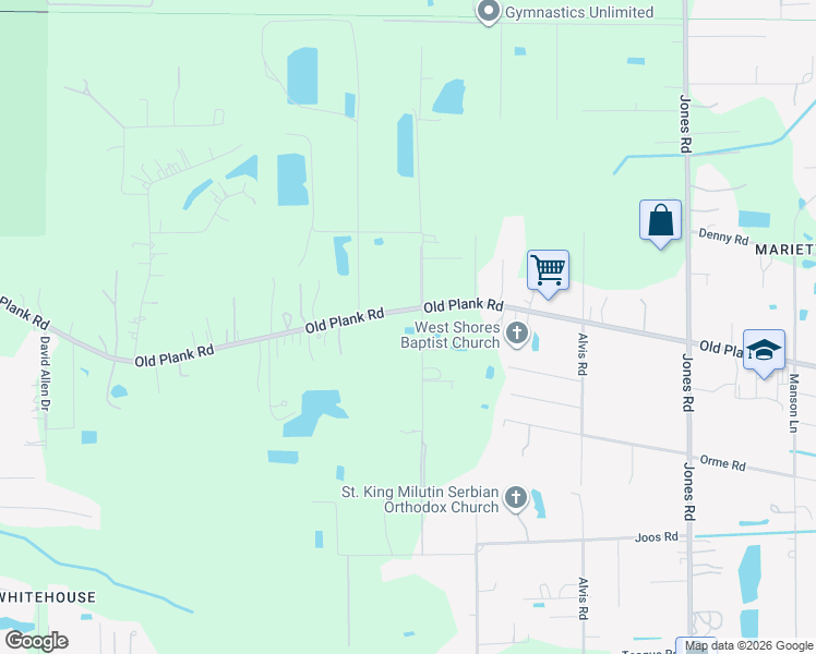 map of restaurants, bars, coffee shops, grocery stores, and more near 9630 Old Plank Road in Jacksonville