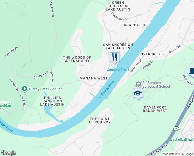 map of restaurants, bars, coffee shops, grocery stores, and more near 2701 Pearce Road in Austin