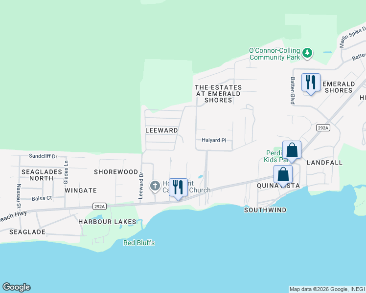 map of restaurants, bars, coffee shops, grocery stores, and more near 500 Downhaul Drive in Pensacola