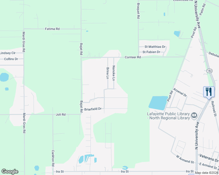 map of restaurants, bars, coffee shops, grocery stores, and more near 200 Whitma Drive in Carencro
