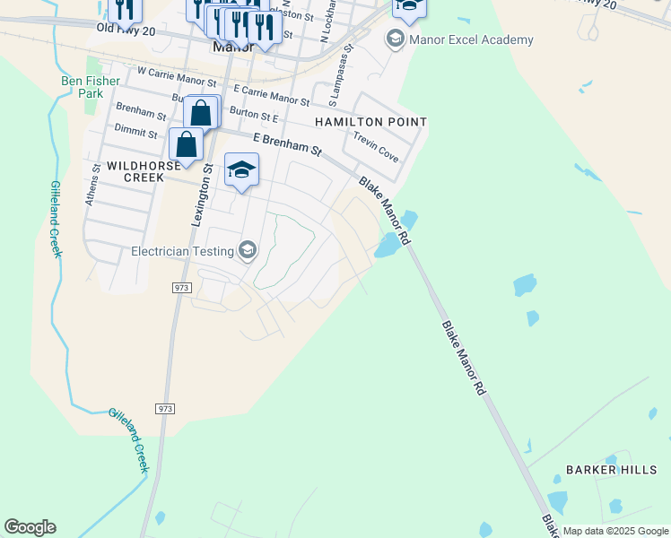 map of restaurants, bars, coffee shops, grocery stores, and more near 409-17211 Blake Manor Road in Manor