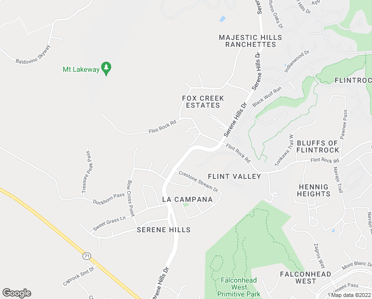 map of restaurants, bars, coffee shops, grocery stores, and more near 4500 Serene Hills Drive in Austin