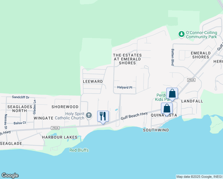map of restaurants, bars, coffee shops, grocery stores, and more near 1049 Freeboard Boulevard in Pensacola