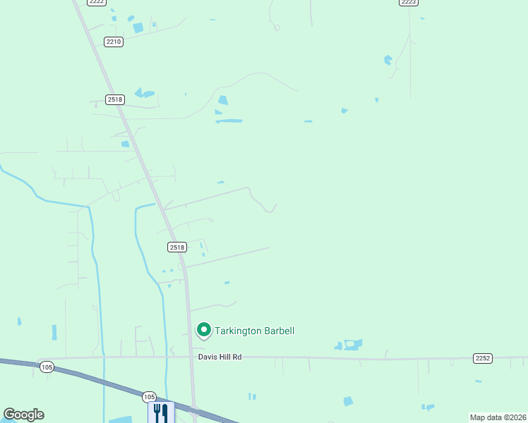 map of restaurants, bars, coffee shops, grocery stores, and more near 1300 Farm to Market Road 2518 in Cleveland