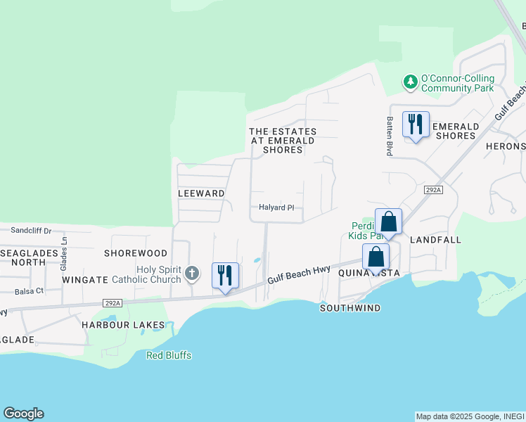 map of restaurants, bars, coffee shops, grocery stores, and more near 904 Turnbuckle Trail in Pensacola