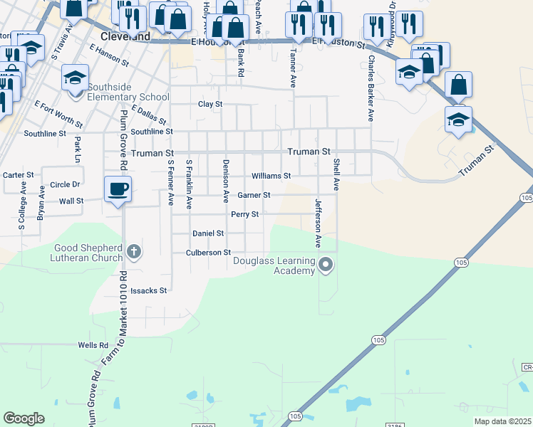 map of restaurants, bars, coffee shops, grocery stores, and more near 1110 Parkhurst Avenue in Cleveland